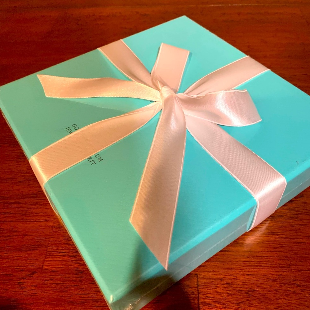 Tiffany & Co. Blue Gift Box with White Ribbon, great for gift, storage,authentic
